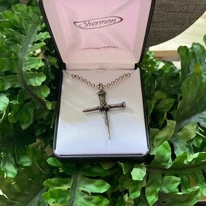 Sherman Pewter Cross Masculine Nails